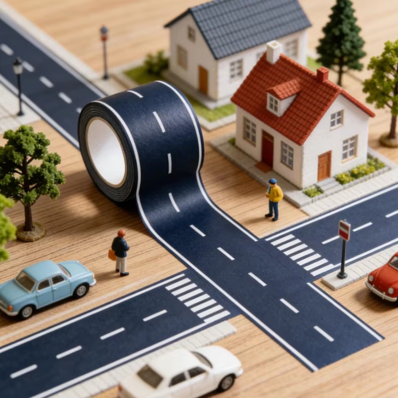 Kids Toys Car - 2Pcs Reusable Road Stickers Black Road