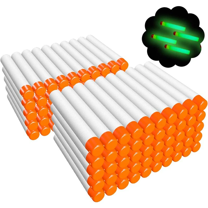 Foam Dart Gun - AA-100Pcs EVA Soft Foam White Glow