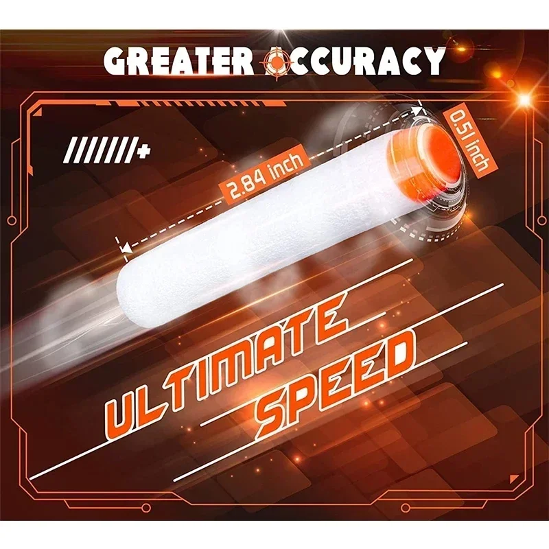 Foam Dart Gun - q-White Solid Round Head Bullets 7.2cm